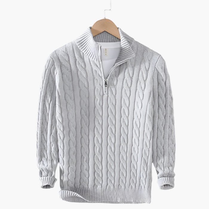 Men's Classic Cable Knit Wool Sweater – Versatile Style for Work and Leisure
