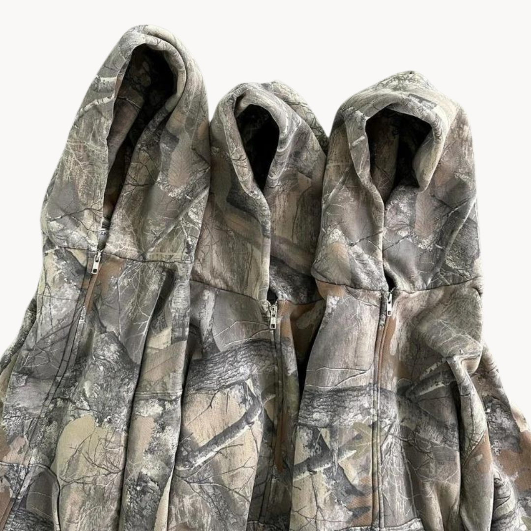 Unisex Oversized Camouflage Streetwear Hoodie – Relaxed Fit Outdoor Pullover