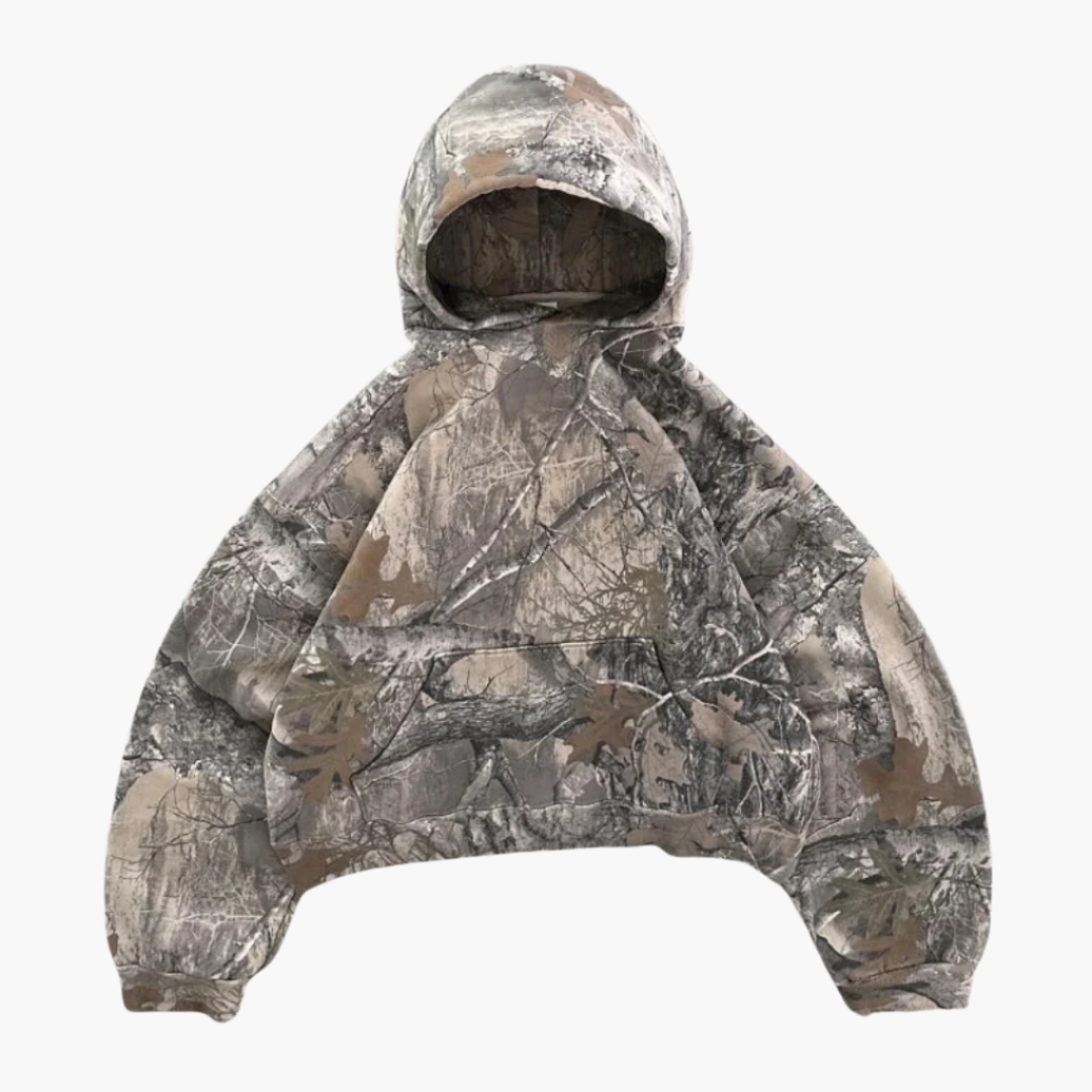 Unisex Oversized Camouflage Streetwear Hoodie – Relaxed Fit Outdoor Pullover