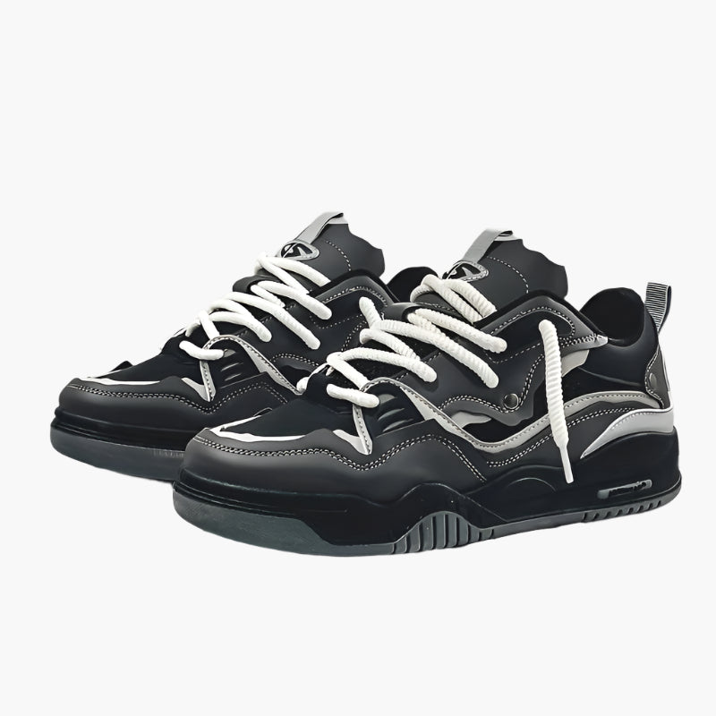 Men's Casual Sport Sneakers with Geometric Design and Lace-Up Closure