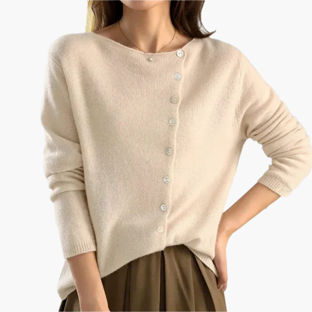 Women's Elegant Asymmetric Button-Up Cardigan Sweater