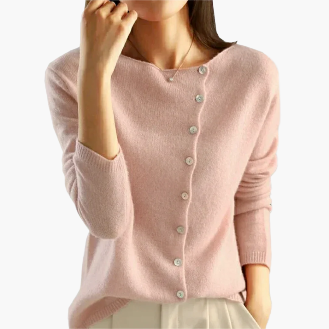 Women's Elegant Asymmetric Button-Up Cardigan Sweater