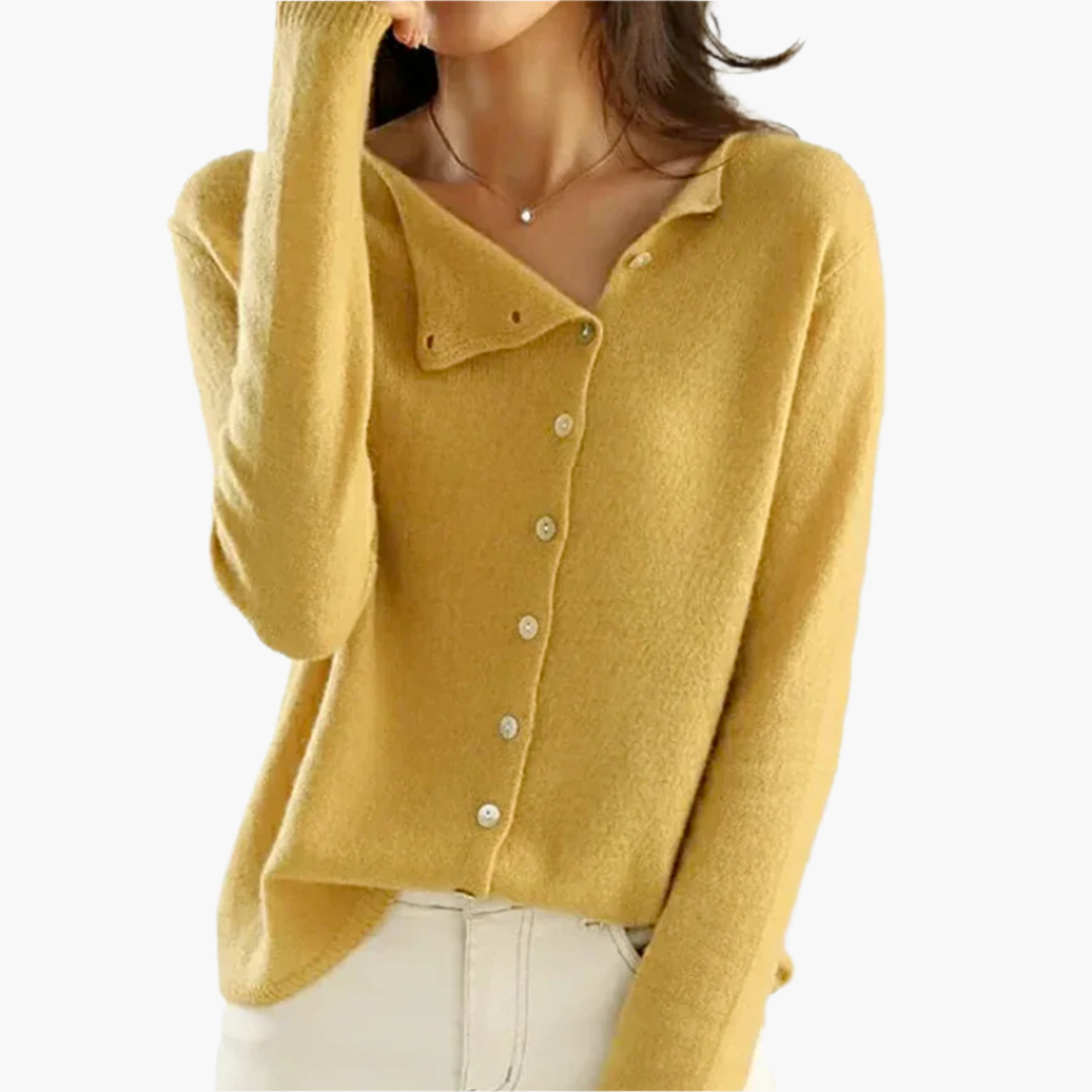 Women's Elegant Asymmetric Button-Up Cardigan Sweater