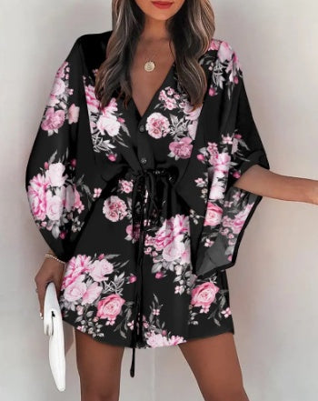 Ruth – Printed Beach Dress with V-Neck