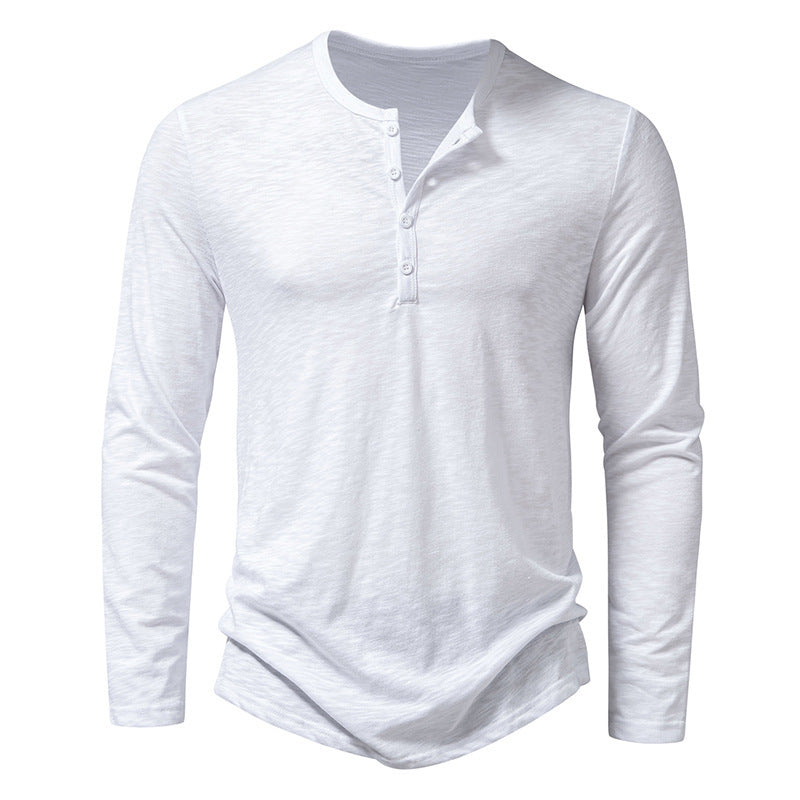 Grant – Men's Long Sleeve Fashion Button Henry Collar T-shirt