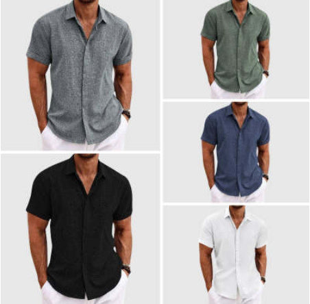 Bob – Men's Solid Color Loose Linen Short-sleeved T-shirt