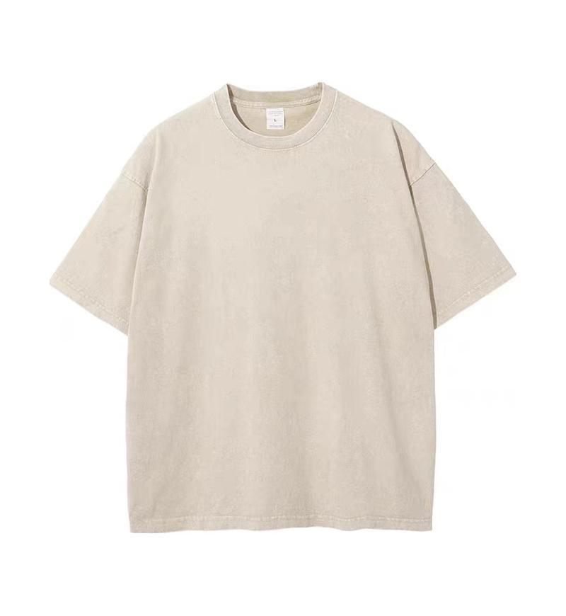 Katy – Pure Cotton Distressed T-shirt with Retro Round Neck and Short Sleeves