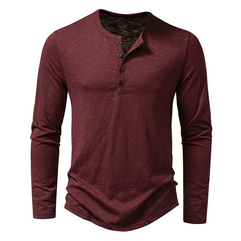 Grant – Men's Long Sleeve Fashion Button Henry Collar T-shirt