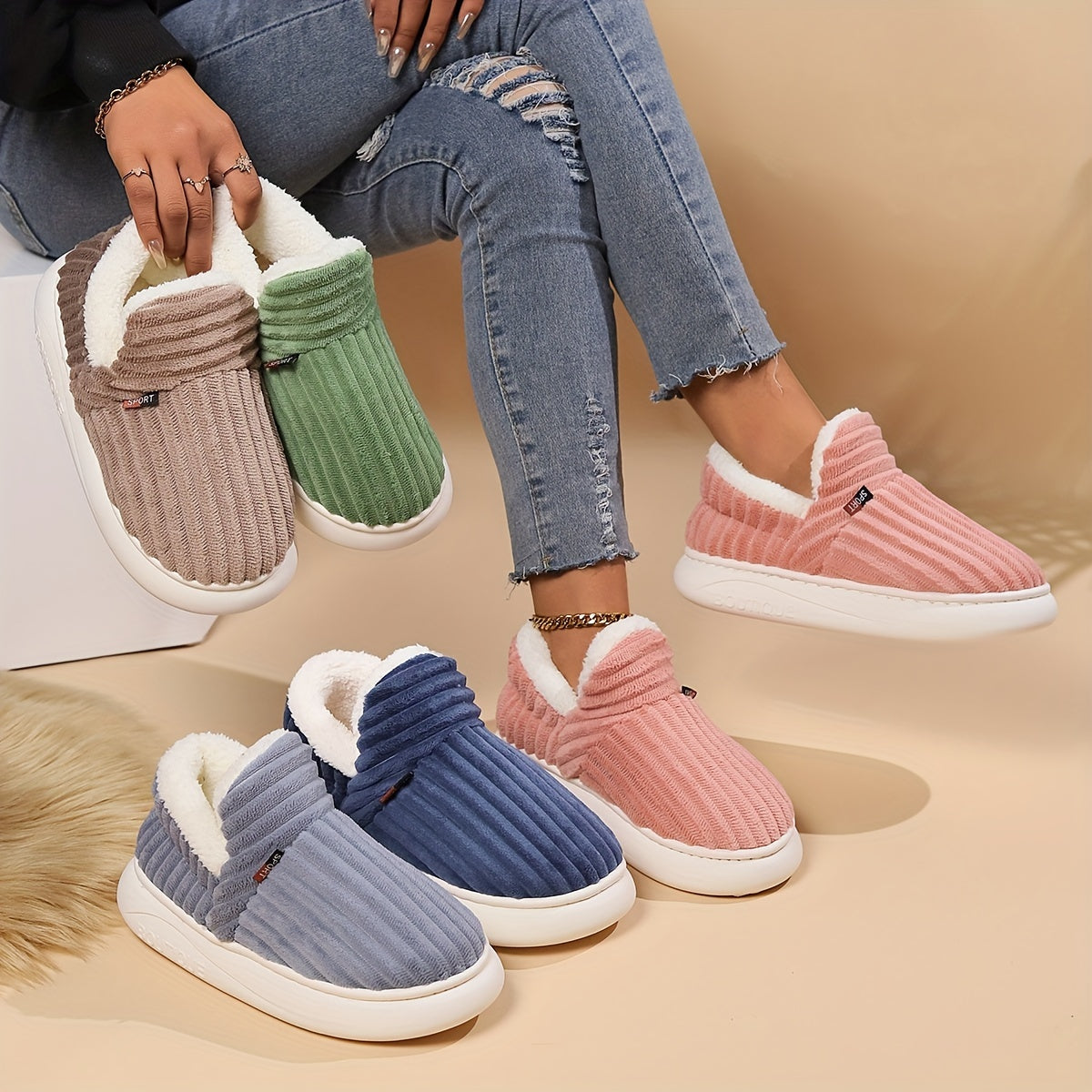 Women's Cozy Winter Indoor Slippers Plush Warm House Shoes