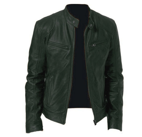 Denise – Warm Zipper Cardigan with Pocket Decorated in Premium Vegan Leather