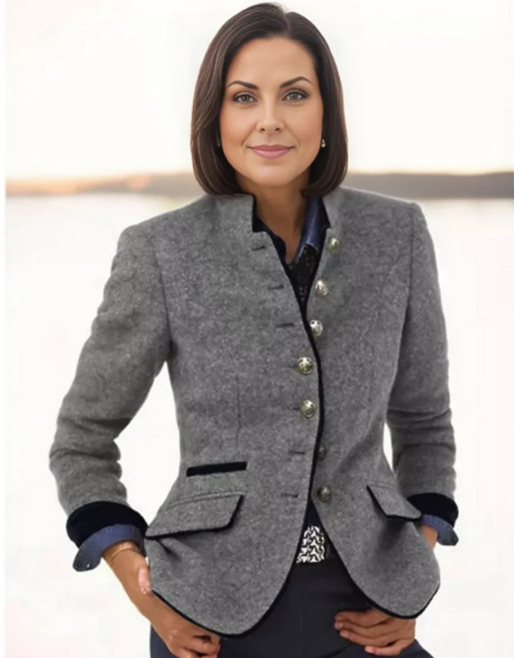 Sara – Multi-button Color Matching Woolen Jacket