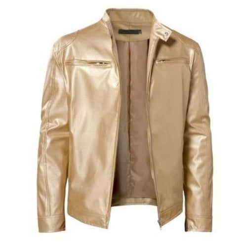 Denise – Warm Zipper Cardigan with Pocket Decorated in Premium Vegan Leather