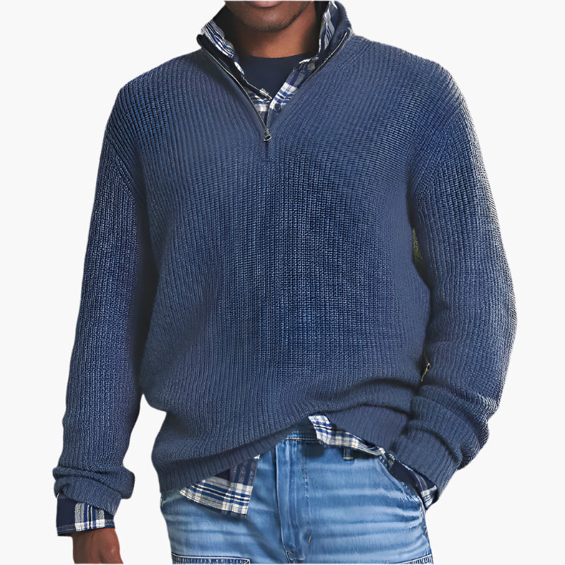 Men's Business Casual Quarter-Zip Knit Pullover Sweater – Stylish Comfort for Work and Everyday