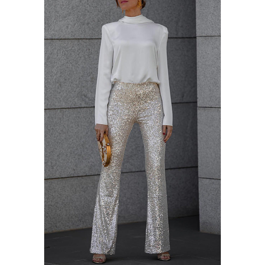 Emily – Slim Elastic Bell-bottom Pants with Sequins