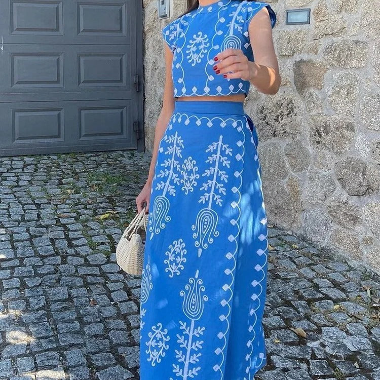 Emma – Two-Piece Vacation Printed Dress