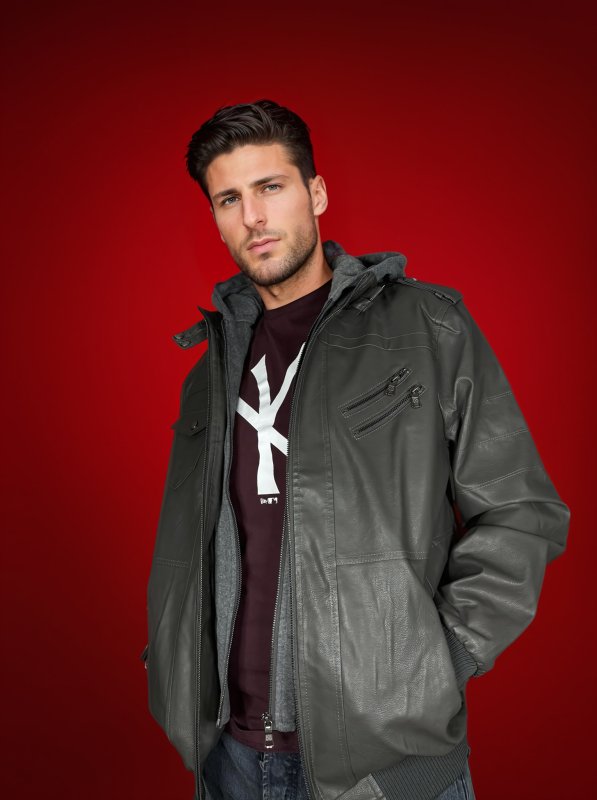 Men's Modern Moto Biker Faux Leather Jacket with Removable Hoodie - Urban Street Style