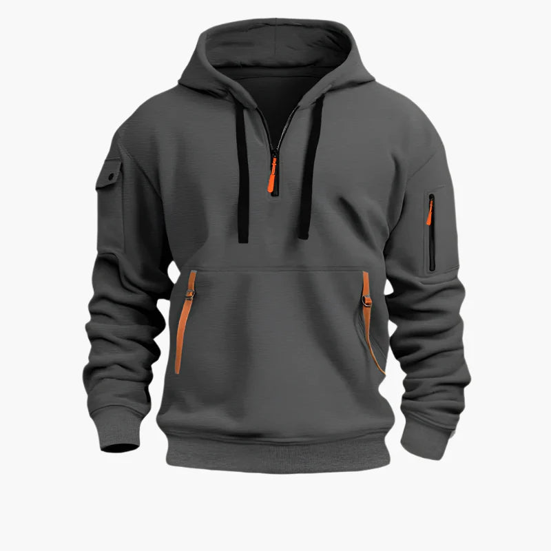 Men's Tactical Urban Zip-Up Hoodie with Utility Pockets