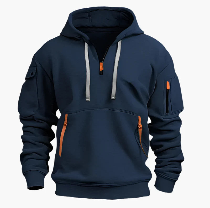 Men's Tactical Urban Zip-Up Hoodie with Utility Pockets