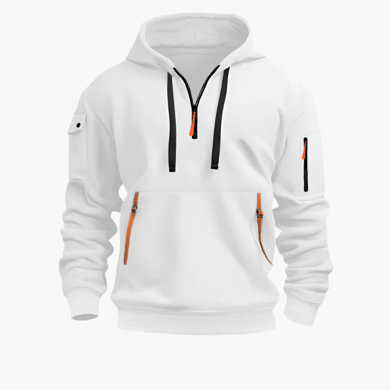 Men's Tactical Urban Zip-Up Hoodie with Utility Pockets
