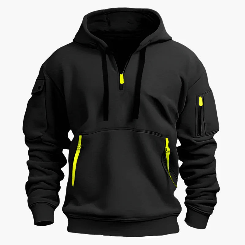 Men's Tactical Urban Zip-Up Hoodie with Utility Pockets