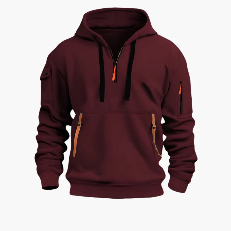 Men's Tactical Urban Zip-Up Hoodie with Utility Pockets