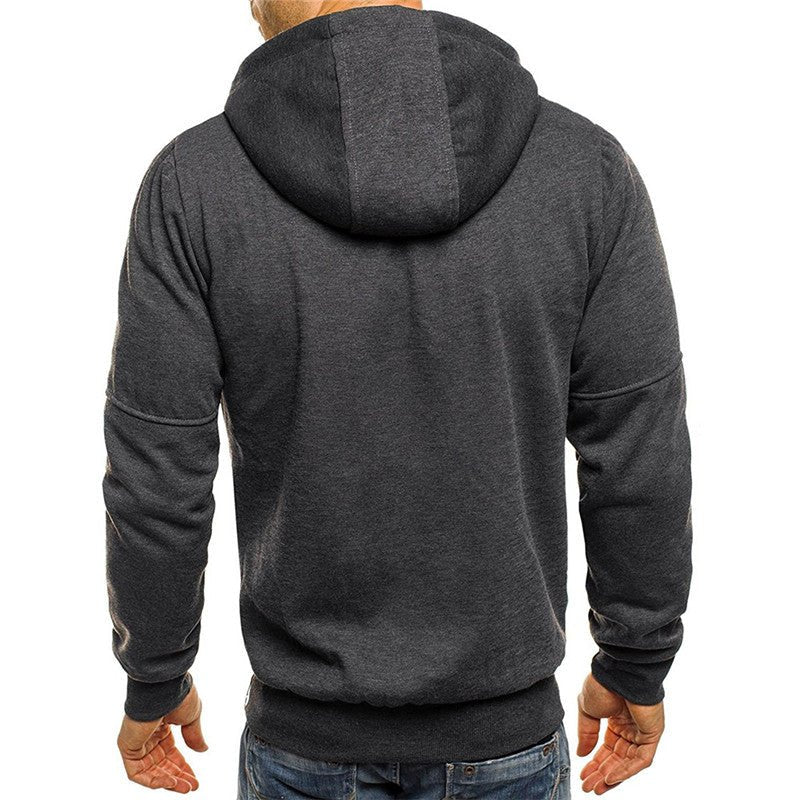 Men's Casual Full-Zip Hoodie Jacket with Adjustable Hood and Pockets
