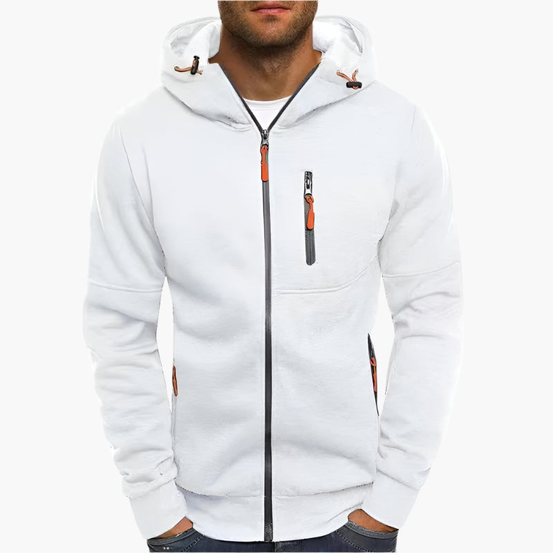 Men's Casual Full-Zip Hoodie Jacket with Adjustable Hood and Pockets