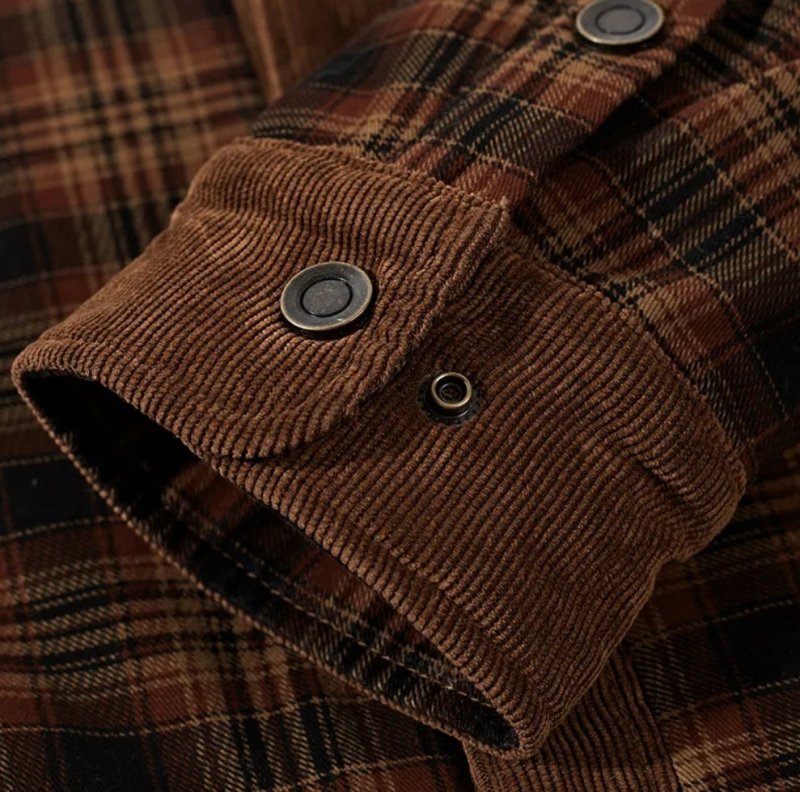 Men's Outdoor Plaid Fleece-Lined Shirt Jacket – Classic Stand Collar Workwear