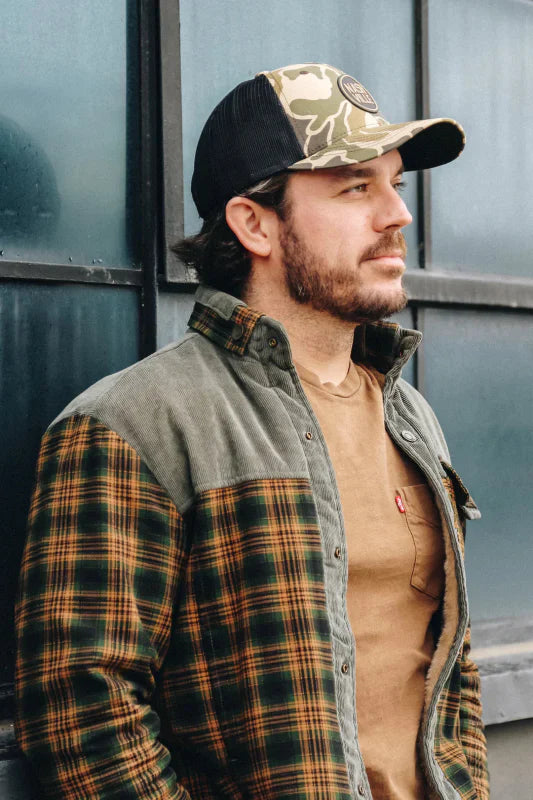 Men's Outdoor Plaid Fleece-Lined Shirt Jacket – Classic Stand Collar Workwear