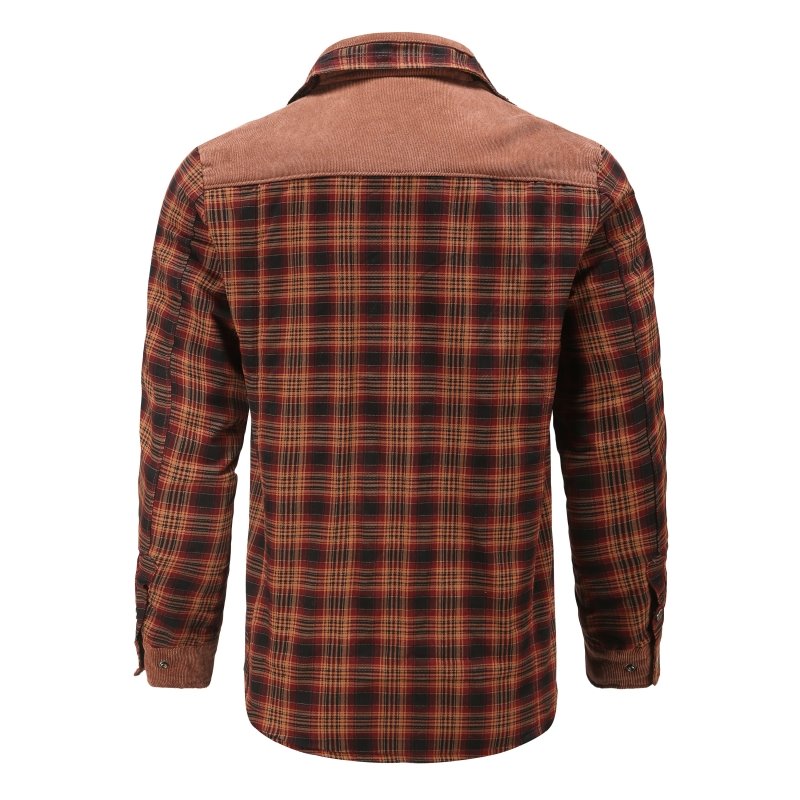 Men's Outdoor Plaid Fleece-Lined Shirt Jacket – Classic Stand Collar Workwear
