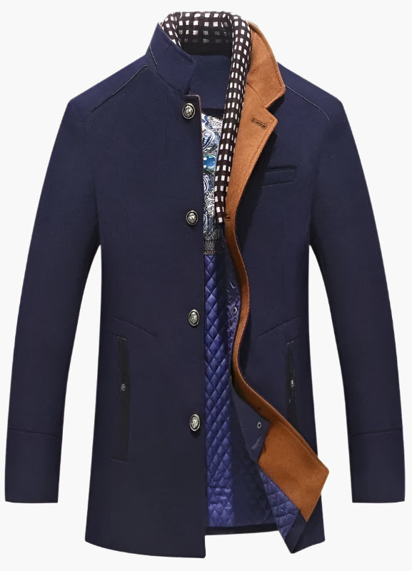 Men's Modern Slim Fit Pea Coat with Removable Collar – Elegant Business & Evening Outerwear