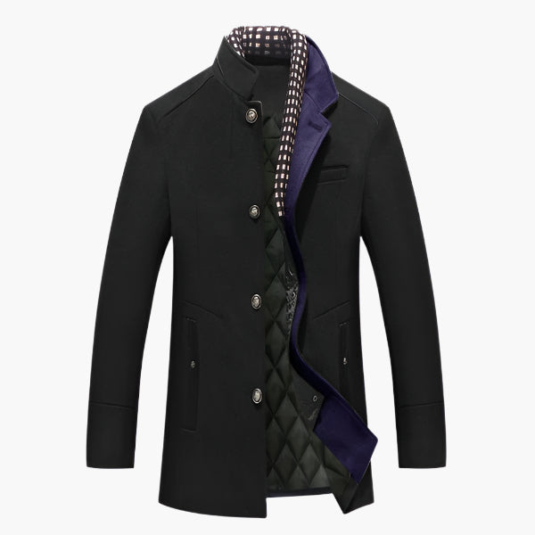 Men's Modern Slim Fit Pea Coat with Removable Collar – Elegant Business & Evening Outerwear