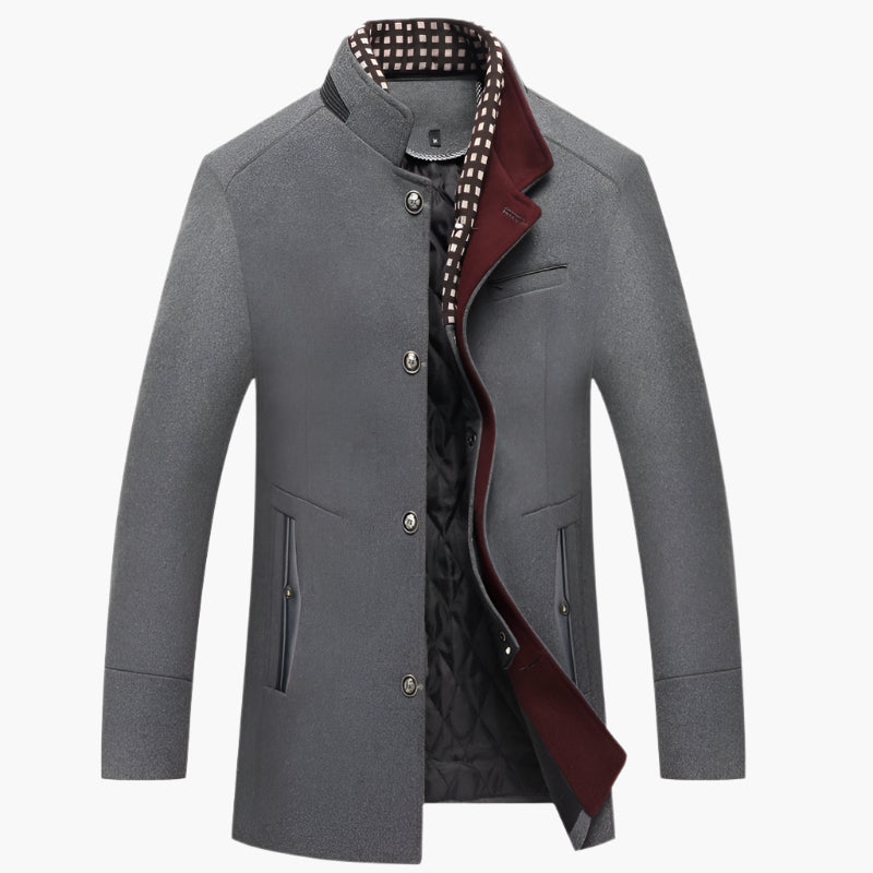 Men's Modern Slim Fit Pea Coat with Removable Collar – Elegant Business & Evening Outerwear