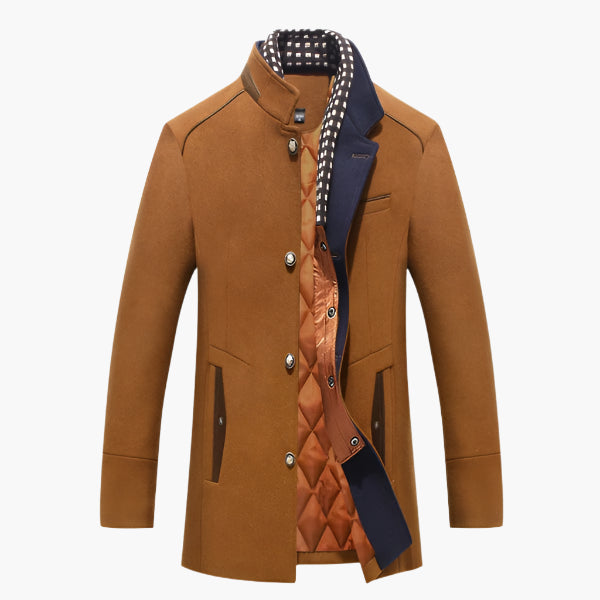 Men's Modern Slim Fit Pea Coat with Removable Collar – Elegant Business & Evening Outerwear