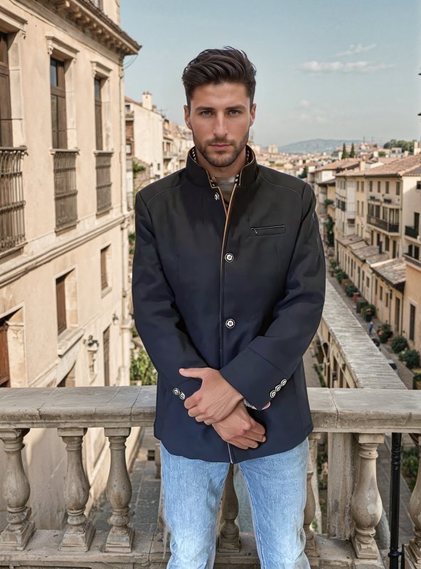 Men's Modern Slim Fit Pea Coat with Removable Collar – Elegant Business & Evening Outerwear
