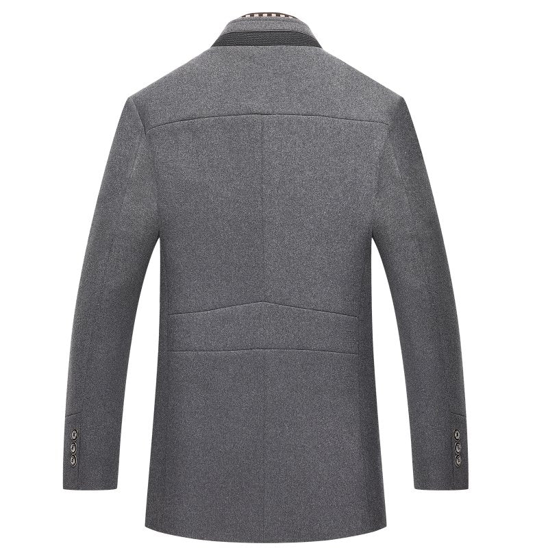 Men's Modern Slim Fit Pea Coat with Removable Collar – Elegant Business & Evening Outerwear