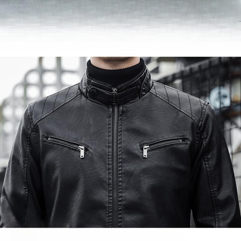 Men's Biker Style Casual PU Leather Jacket for Night Out