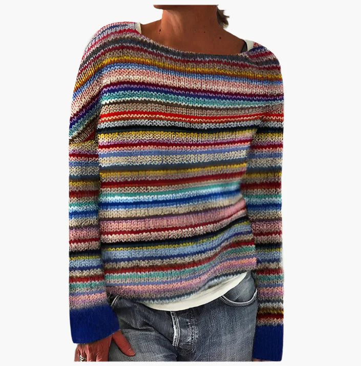 Women's Retro-Style Knitted Sweater, Casual Vintage Pullover for Autumn Winter