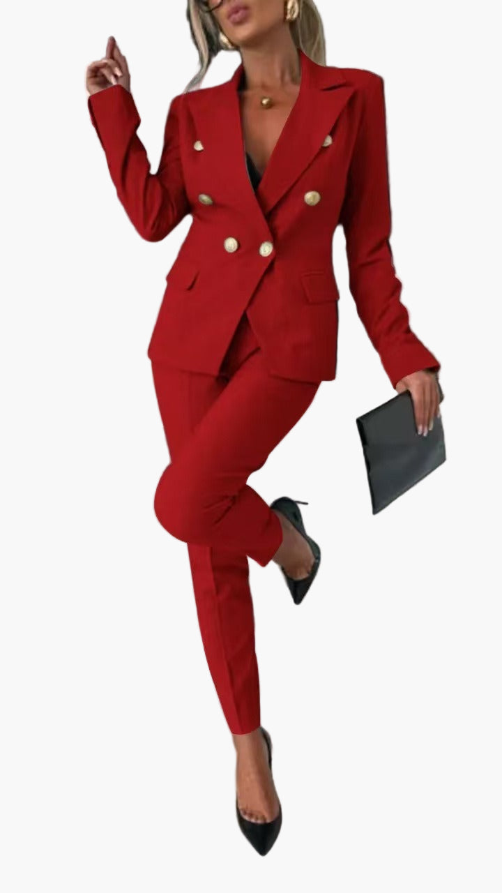 Women's Double-Breasted Business Suit – Tailored Fit, Elegant Office & Formal Wear