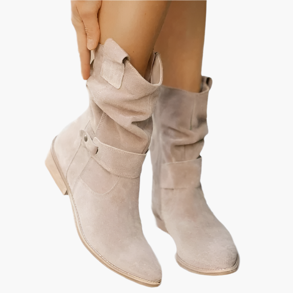 Women's Low-Cut Suede Boots with Zipper, Casual Slip-On Comfort Ankle Booties