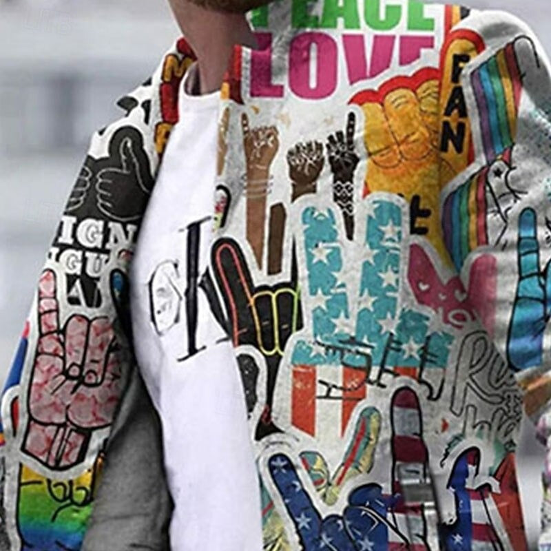 Men's Graphic Art Long Coat – Urban Statement Fashion Outerwear