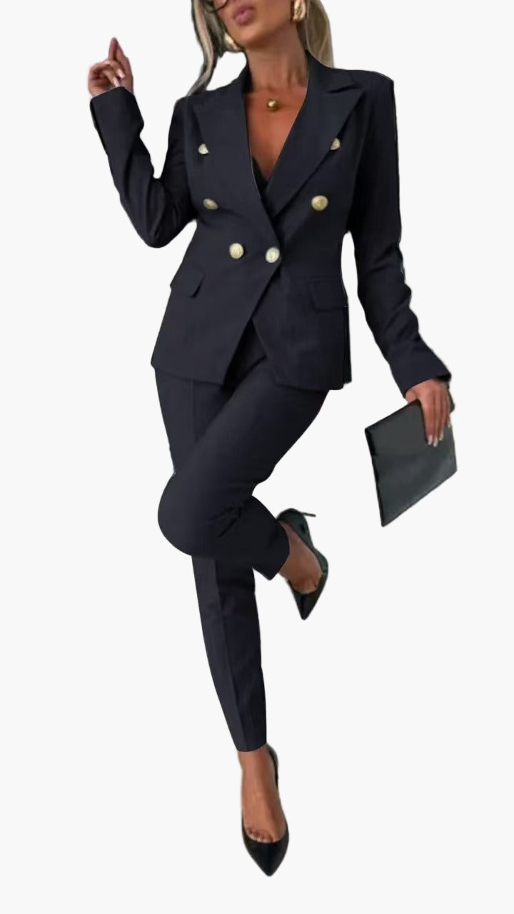 Women's Double-Breasted Business Suit – Tailored Fit, Elegant Office & Formal Wear