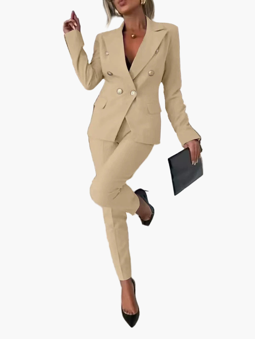 Women's Double-Breasted Business Suit – Tailored Fit, Elegant Office & Formal Wear