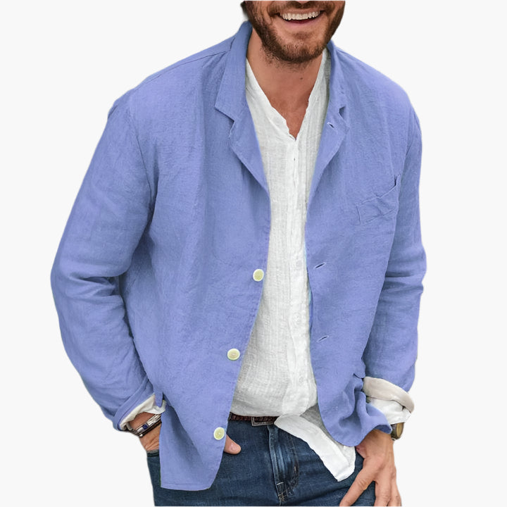Men's Casual Linen Blazer Lightweight Breathable Smart Style