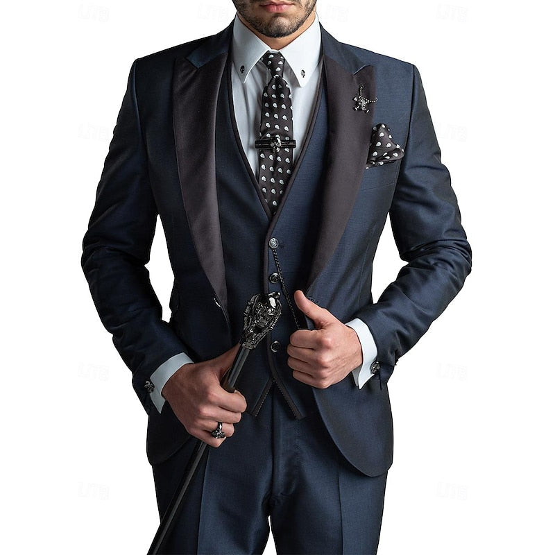 Men's 3-Piece Classic Business Suit Set – Formal Slim Fit Outfit for Special Occasions