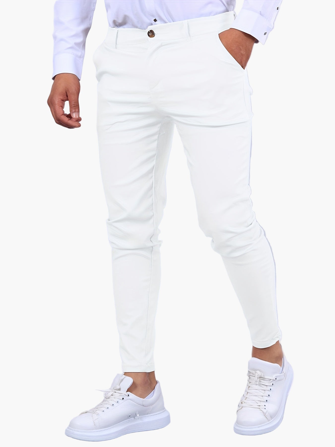 Men's Skinny-Fit Chino Pants Modern Tailored Style for Casual and Semi-Formal