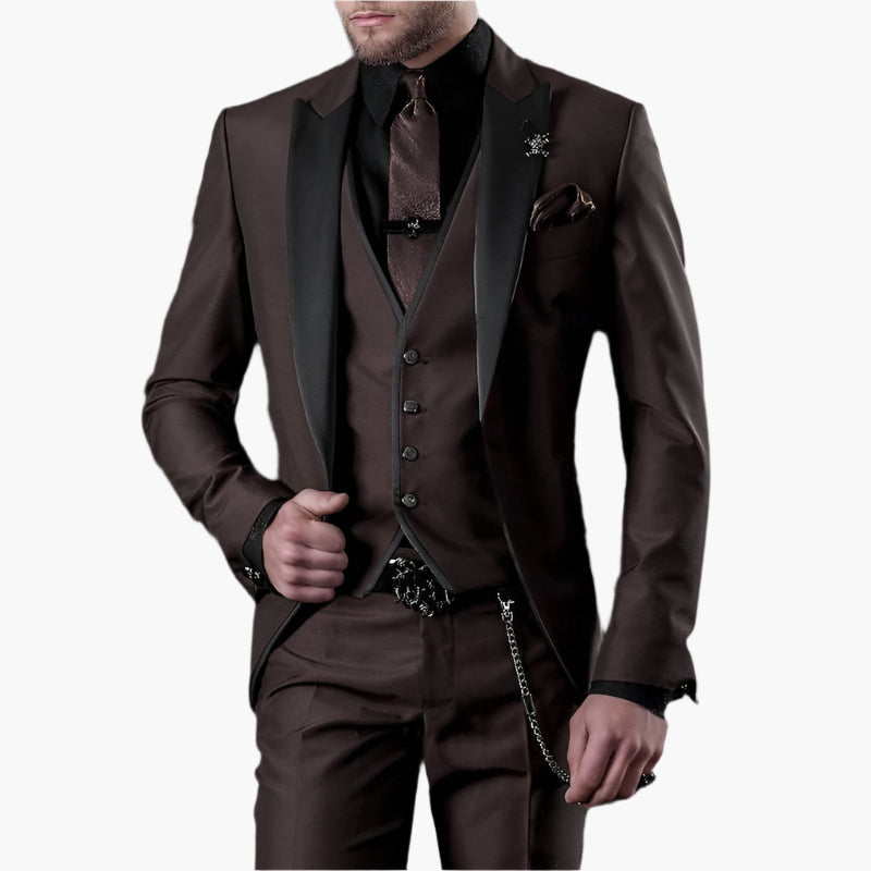 Men's 3-Piece Classic Business Suit Set – Formal Slim Fit Outfit for Special Occasions