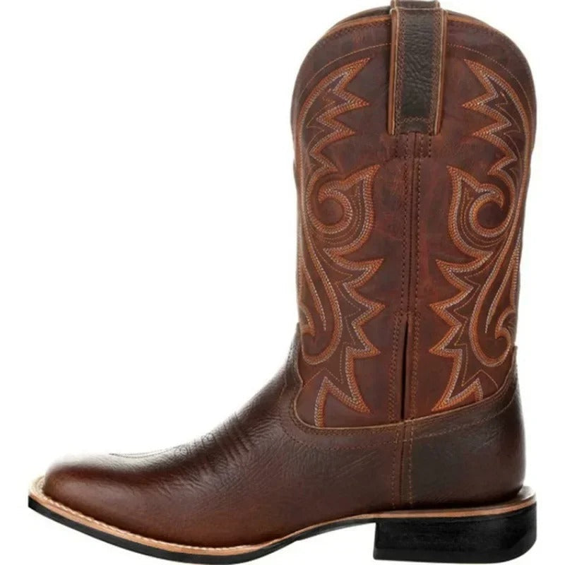 Men's Western Cowboy Boots – Classic Mid-Calf Slip-On for Ranch and Everyday Wear