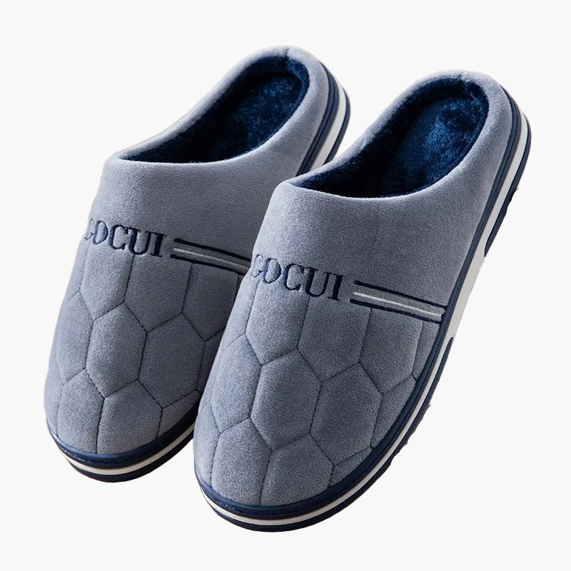 Men's Cozy Quilted Indoor House Slippers with Thick Sole – Casual Comfort for Winter