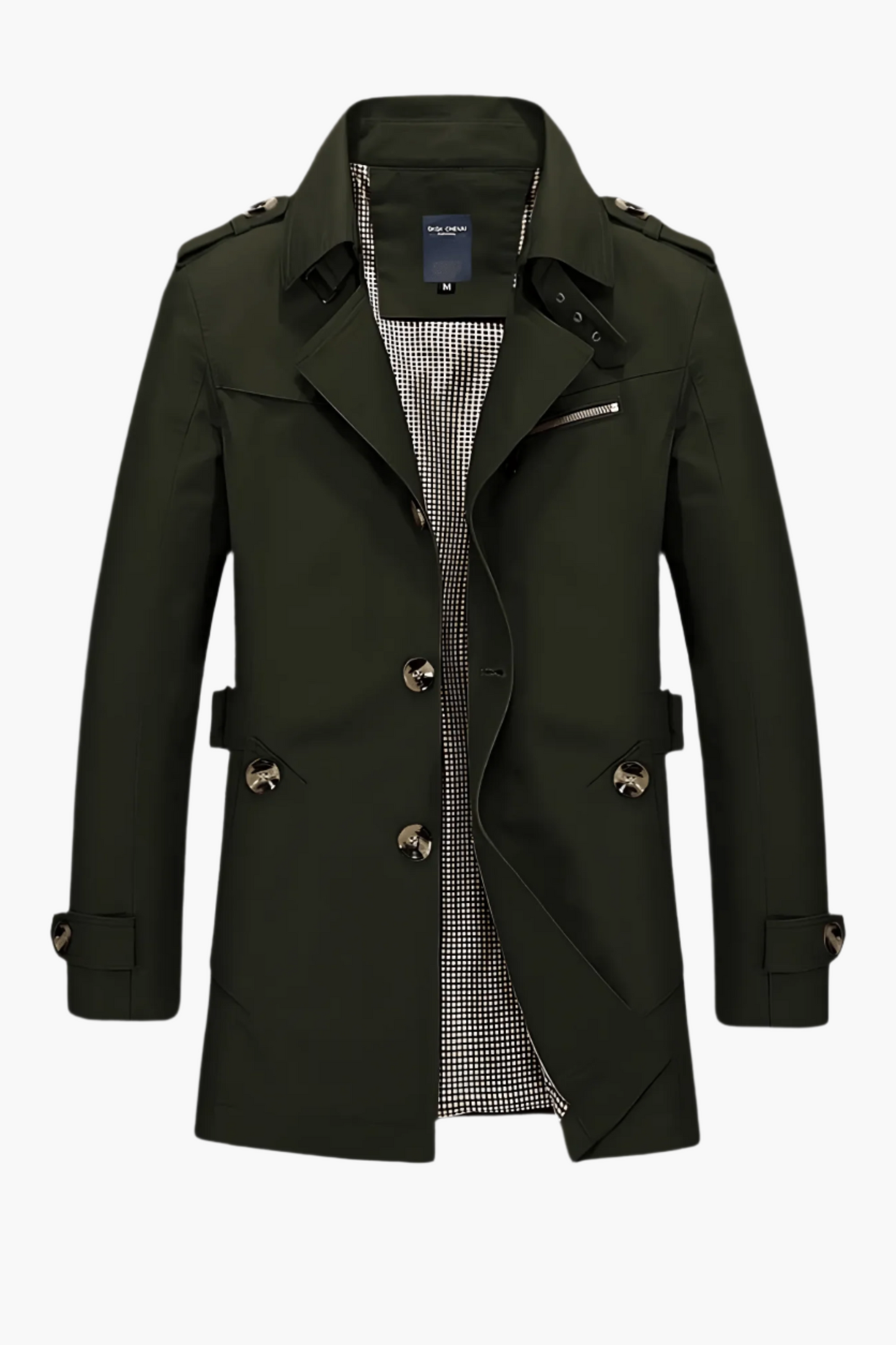 Men's Classic Trench Coat with Notched Collar – Elegant Modern Outerwear for Winter